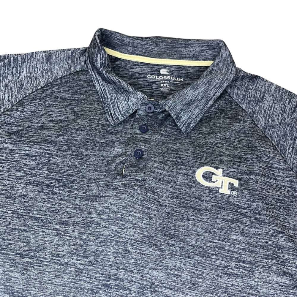 Colosseum Georgia Tech Yellow Jackets Mens XXL Navy Space Dye Performance Polo